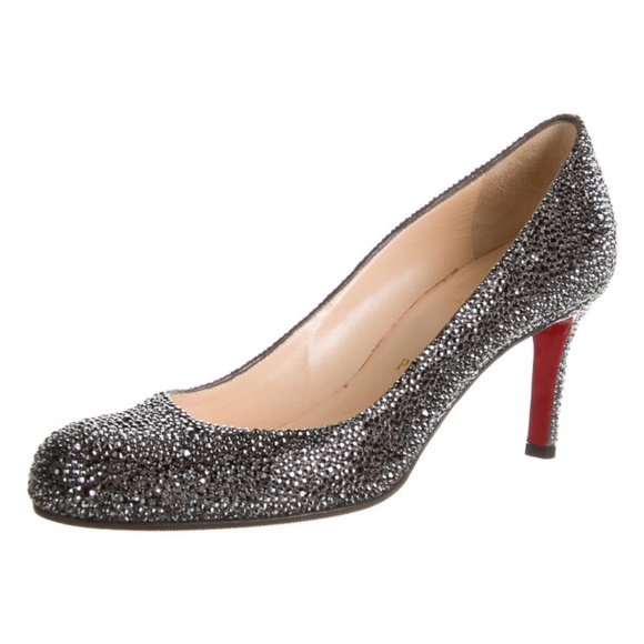Christian Louboutin Shoes - RARE! Louboutin Hematite Strass simple pump RETAIL 2,995!